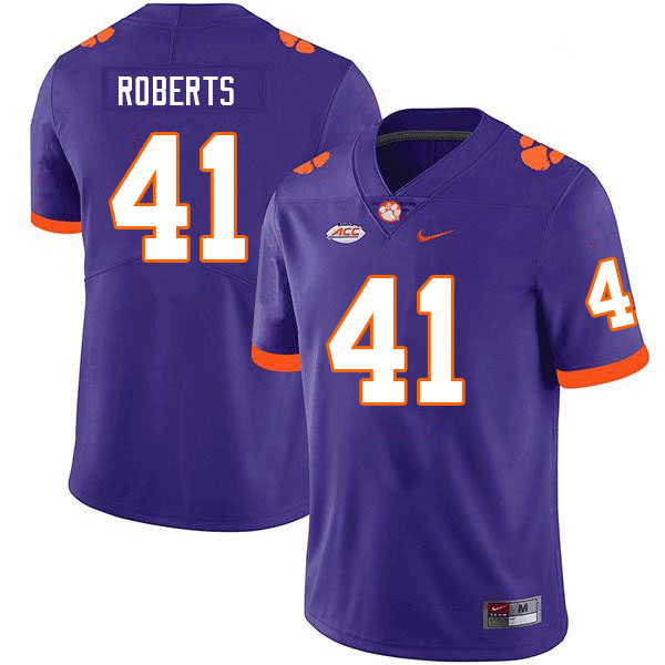 Men #41 Andrew Roberts Clemson Tigers College Football Jerseys Sale-Purple
